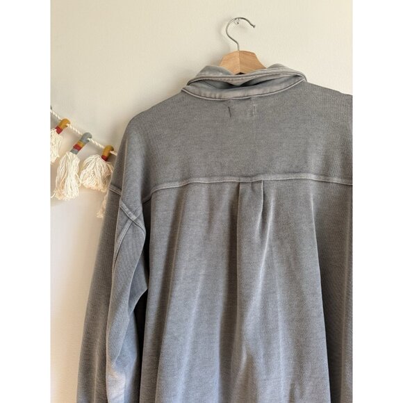 Aerie Trucker Oversized Gray Button Down Shacket Flannel Casual Basics Cotton M - Picture 10 of 10